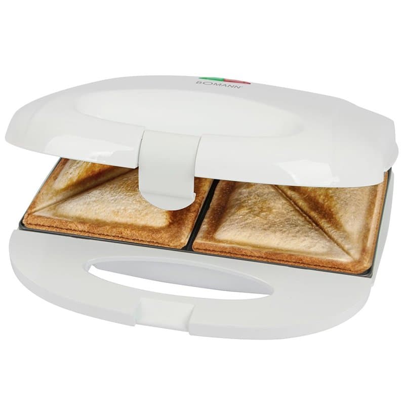 Bomann Appareil à Sandwich Croque-monsieur ST6073CB - Blanc, 2 Plaques Triangulaires Antiadhésives, Poignée Calorifugée, Régulat