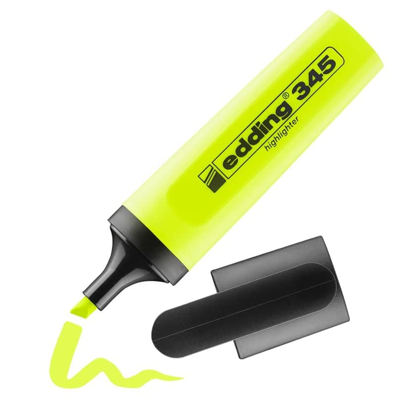edding 345 surligneurs - jaune - 1 stylo - Pointe biseautée 2-5 mm - parfait pour des marquages et des surlignages lumineux de t