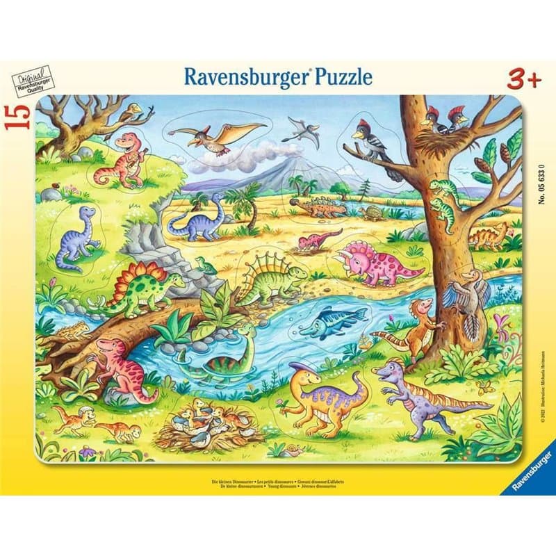Ravensburger Puzzle pour Enfants - Les Petits Dinosaures - 8 à 17 pièces - Puzzle de Cadre avec découpe des Contours - pour Enfa