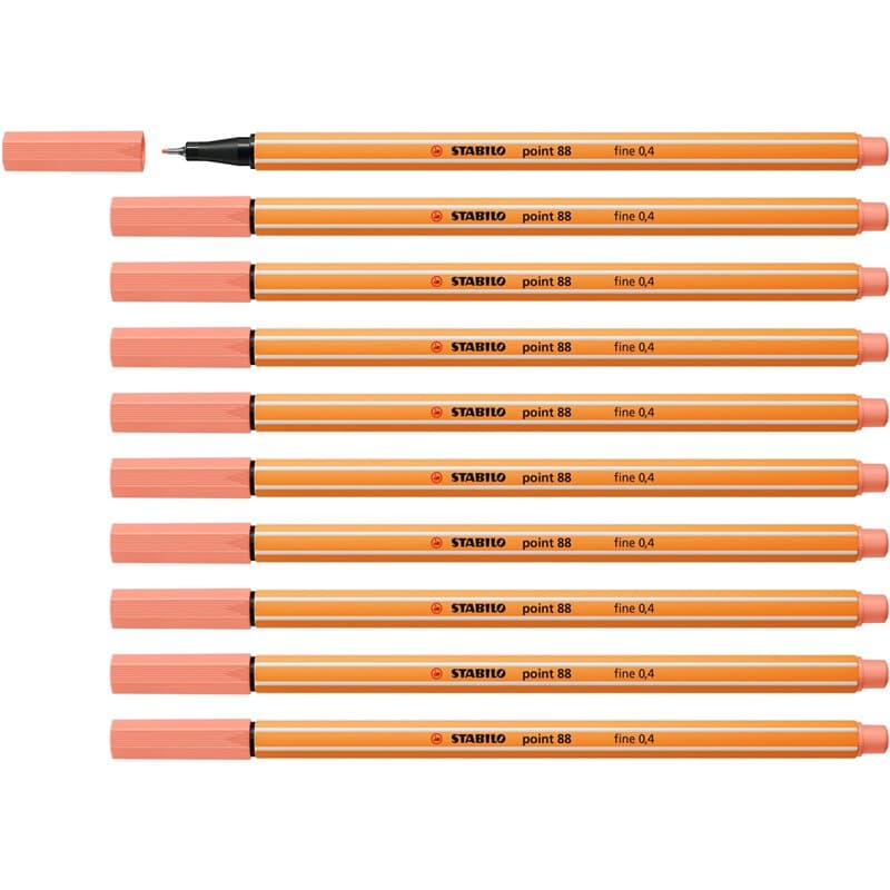 STABILO Stylo feutre pointe fine point 88 - Lot x 10 stylos feutre - Rose Abricot (88/26)
