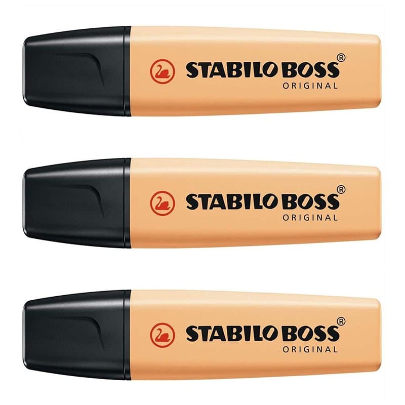 STABILO Lot de 3 Surligneurs BOSS ORIGINAL Pastel pointe Biseautée 2-5 mm Sorbet Abricot