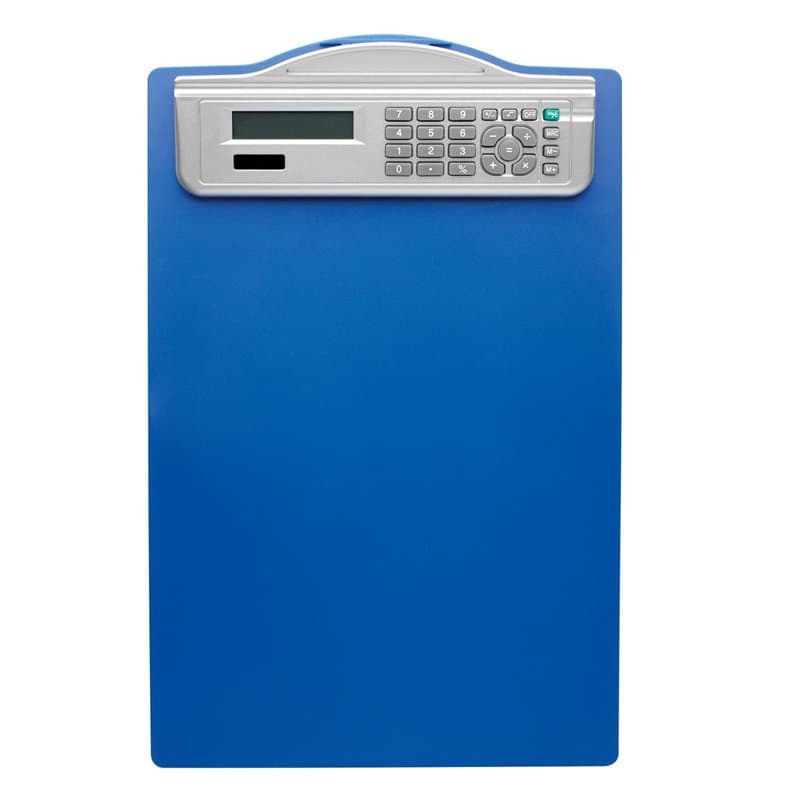 Alco-Albert 5518-15 - Porte-bloc avec calculatrice solaire, DIN A4, graduation, bleu