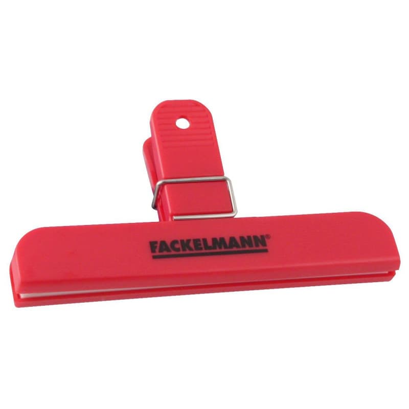 Fackelmann 59910 Pince à sachet, pince rouge, ferme sachet, pince pour sachet hermétique, Plastique, Acier inoxydable, 15,2 x 8,