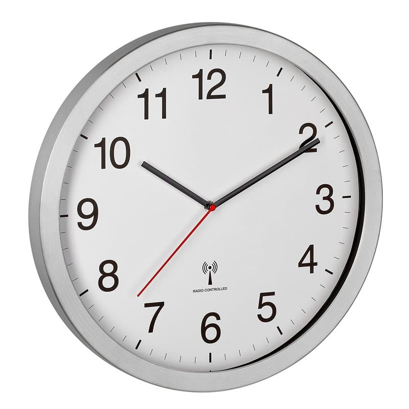 TFA Dostmann XL 60.3545.02 Horloge Murale Radio-pilotée analogique Facile à Lire idéale pour Bureau/entrée Argenté/Blanc (L) 400