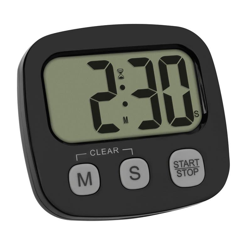 TFA Dostmann Minuteur numérique 38.2057.01, pour Cuisine, Sport, étude, avec Horloge et chronomètre, magnétique, Grand écran, mi