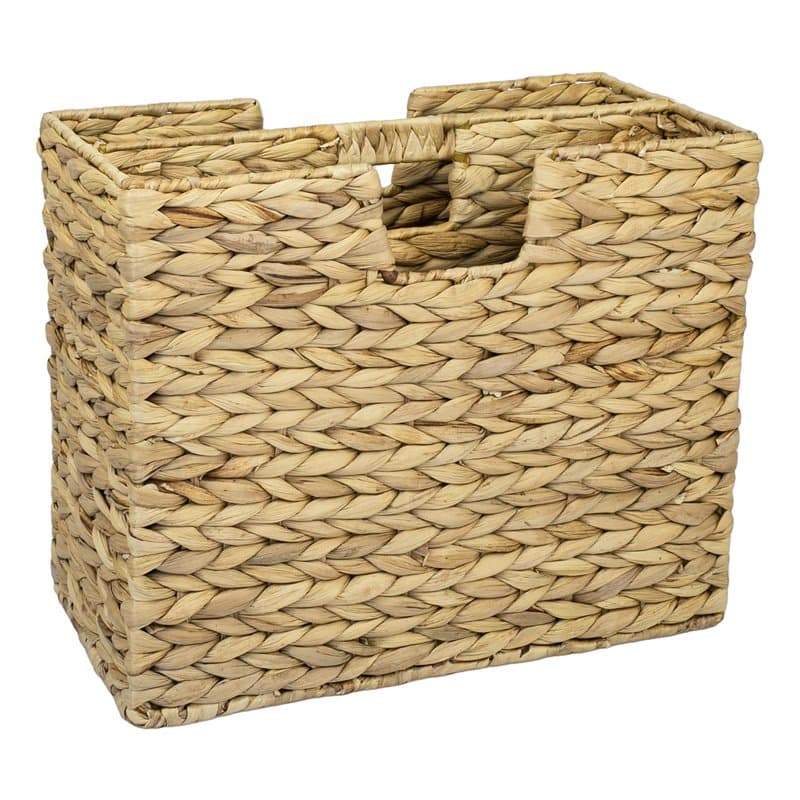 HMF Porte-revues tressé en jacinthe d'eau | 2 compartiments | 40 x 20 x 33 cm, Naturel