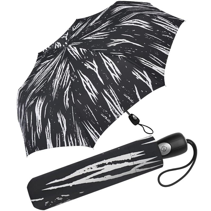 Pierre Cardin Parapluie de poche Chardon Ice pour femme avec ouverture et fermeture automatique, noir/blanc