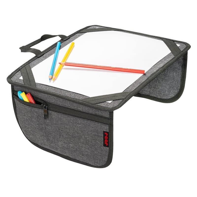 reer TravelKid Play Tapis de coloriage, pour le voyage, léger et stable, poches pratiques, imperméable, anti-taches, gris
