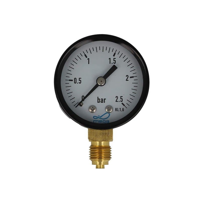 Mega manomètre de pression 0-2,5 bar - Raccord 1/4" vers le bas radial Ø 50 mm