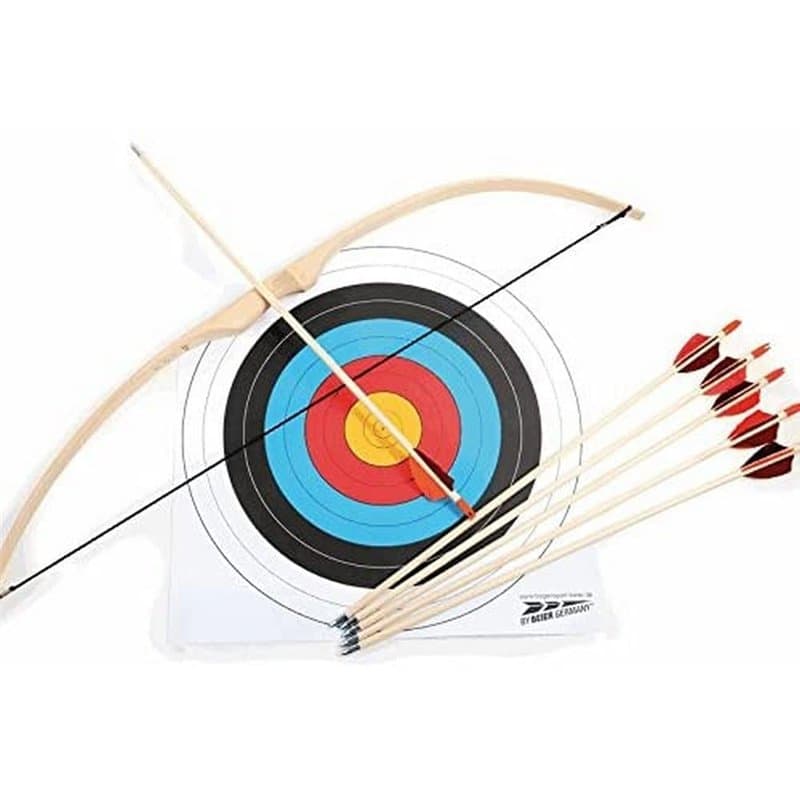 small foot 6743 Jeu de tir Arc de sport, set en bois, arc, 6 flèches et cible inclus, à partir de 6 ans