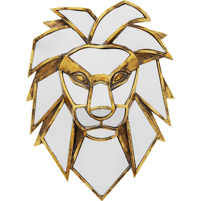 Kare Design Lion Mirror Objet mural, doré, élégant, objet décoratif de chambre, décoration murale, accessoire, motif animal, mir