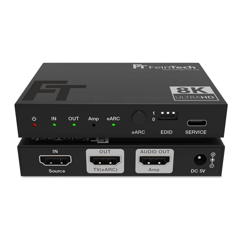 FeinTech AX211 HDMI 2.1 Audio Extractor (sortie audio HDMI) Splitter 1 in 2 out 8K 4K 120Hz eARC