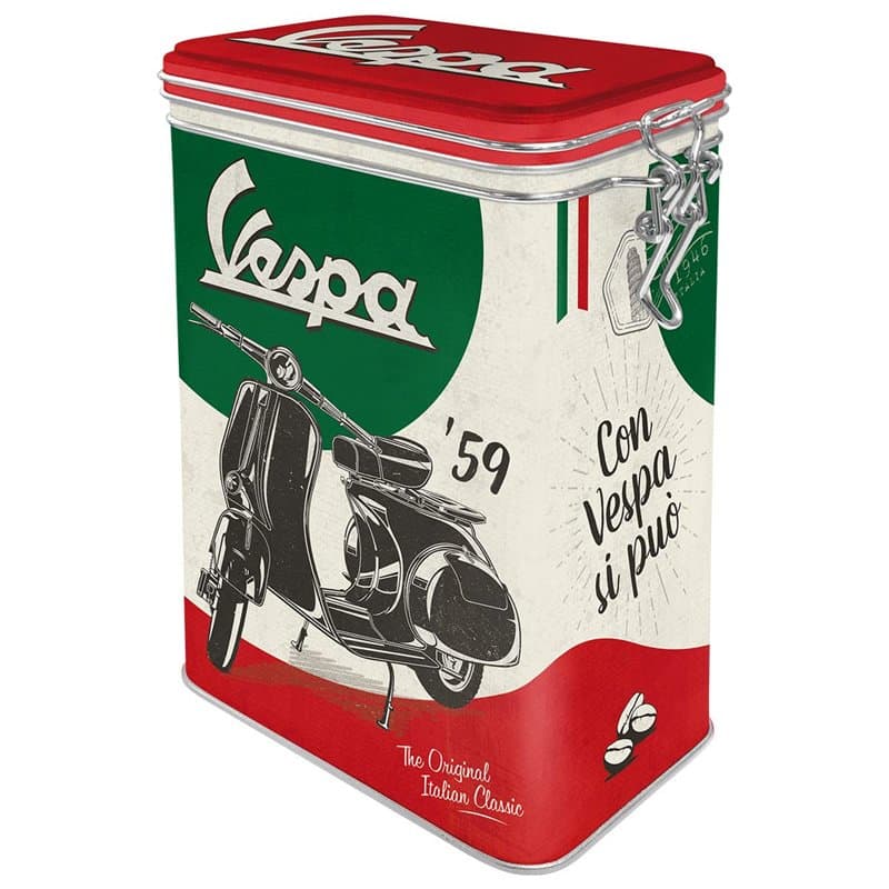 Boîte à Café Rétro Vespa - Conservation Élégante en Métal 1,3L