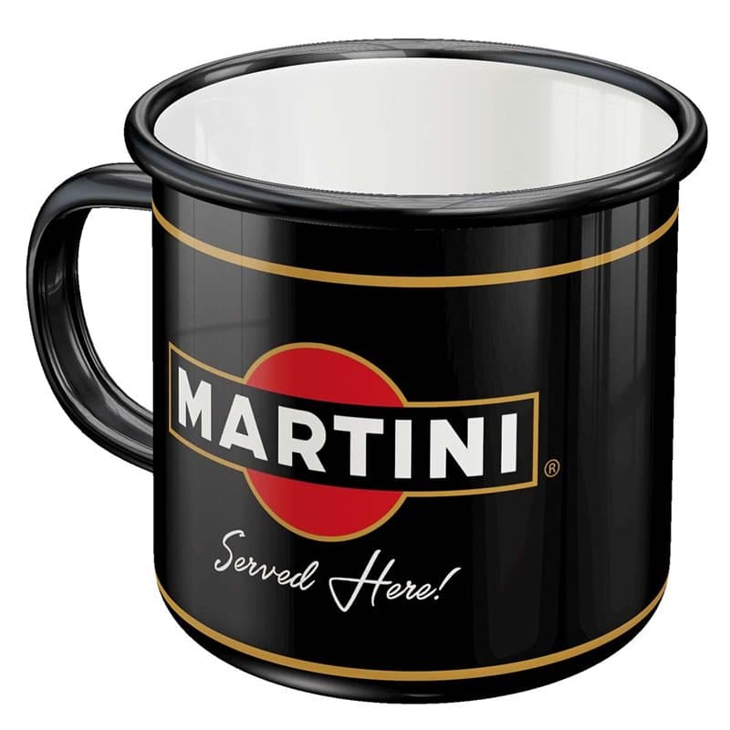 Nostalgic-Art Tasse rétro en émail, Martini - Served Here – Idée de cadeau pour amateurs de cocktails, Mug de camping, Design vi