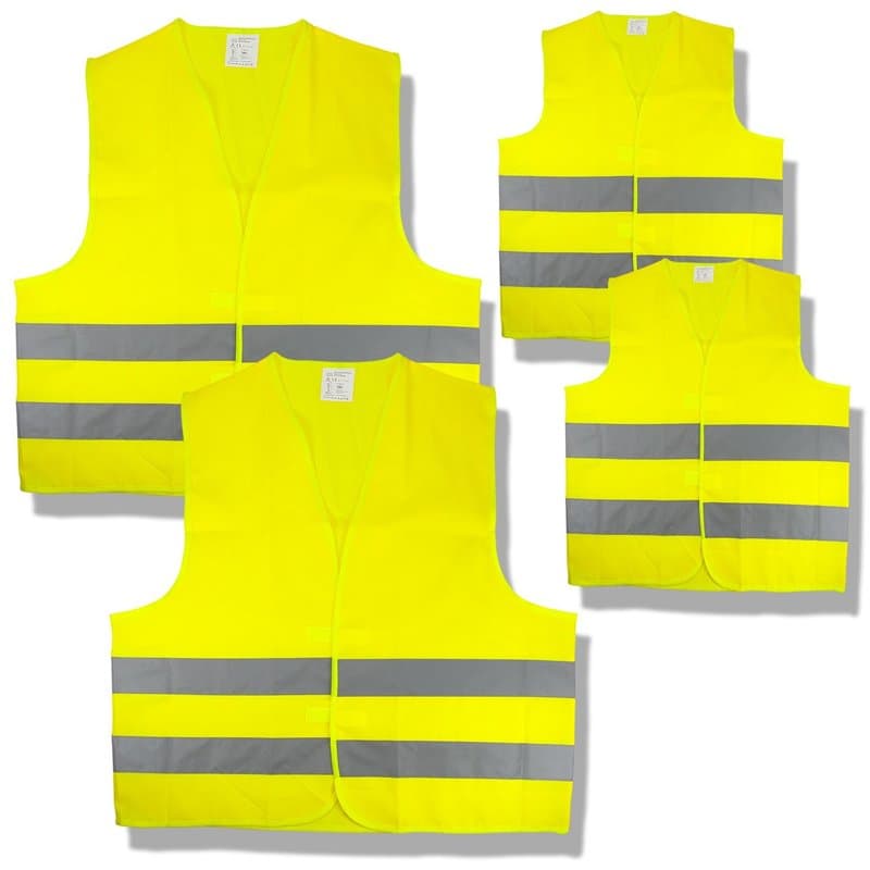 Cartrend 50252 Kit famille de gilets de signalisation, 2 pièces pour adultes et 2 pièces pour enfants