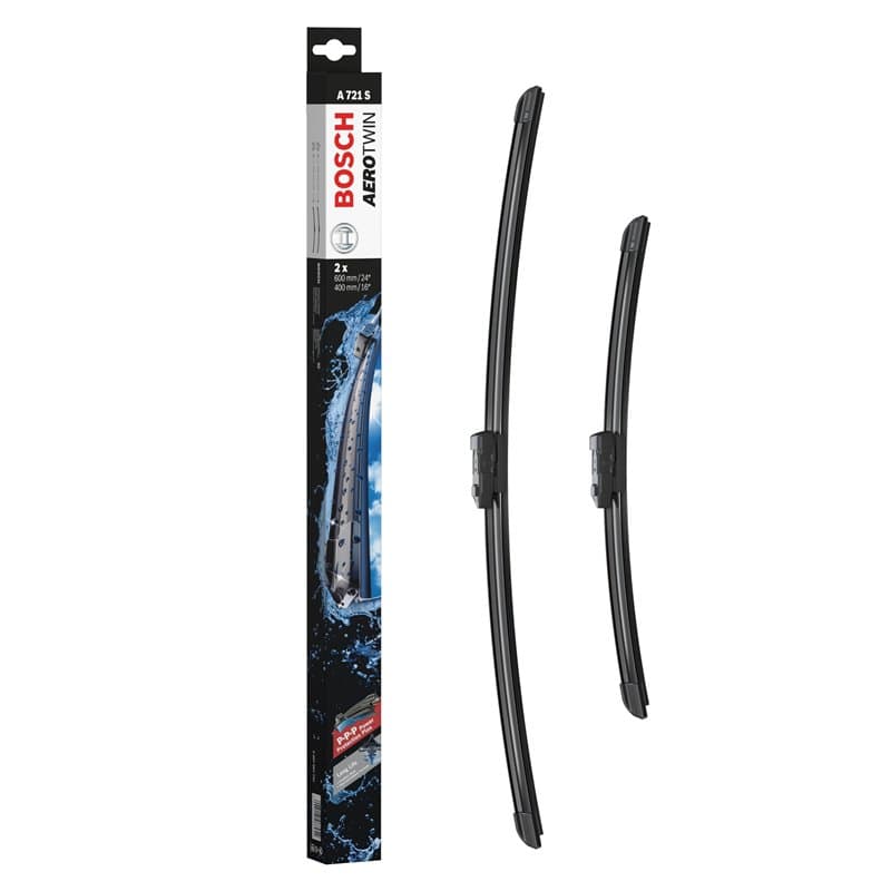Bosch Balais d'essuie - glace plats Aerotwin A721S, Longueur: 600mm/400mm − 1 paire de balais avant - Pour véhicules avec direct