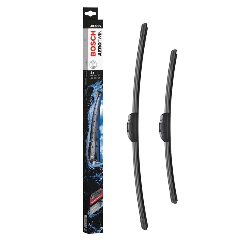 Bosch Balais d'Essuie–Glace Plats Aerotwin Retrofit AR291S, Longueur: 600mm/450mm – 1 Paire de Balais avant