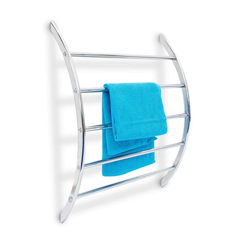 Relaxdays Porte-serviettes mural supports arqués 5 barres salle de bain douche accrocher au mur vêtement essuie 70 x 56,5 x 15,5