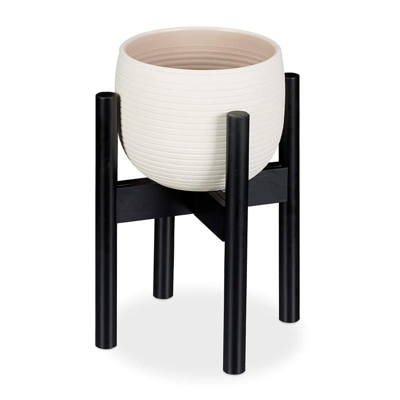 Relaxdays support bambou, réglage individuel, pour pots de fleurs jusqu’à 32 cm, H: 35,5 cm, noir, 1 élément