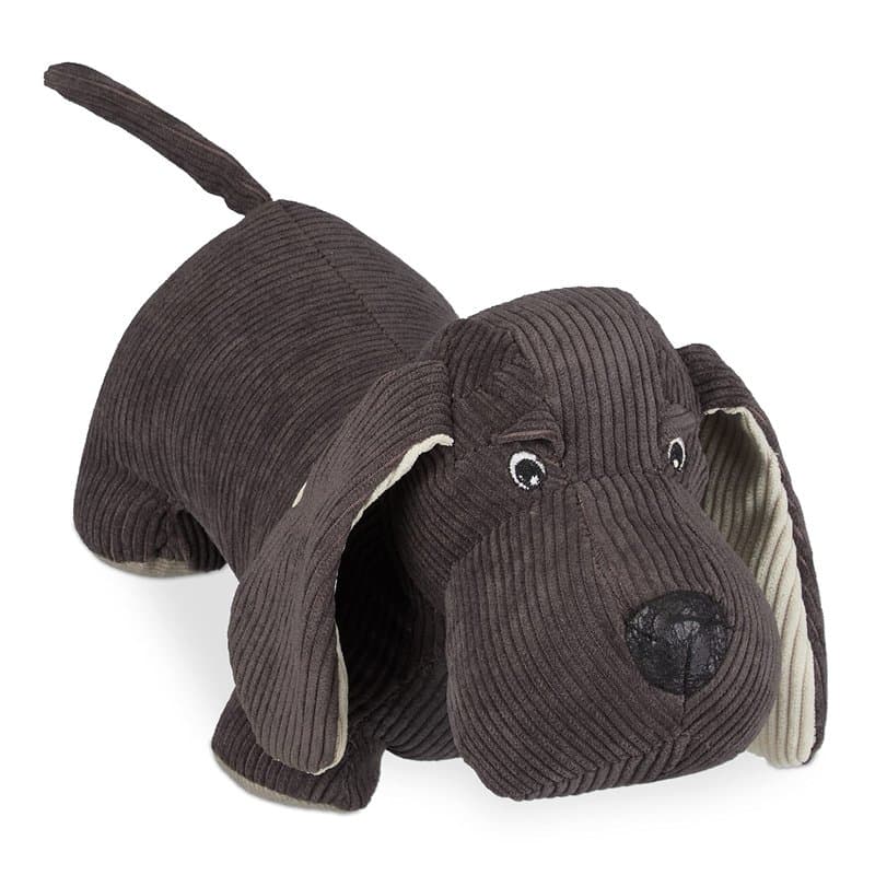relaxdays Butoir de Porte en Forme de Chien, Tissu, rempli de Sable, Lourd, pour Sol et intérieur, HLP 14x32x14 cm, Brun