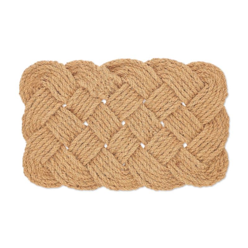 Relaxdays Paillasson Coco, Motif nœuds Marins, Tapis de Sol, tressé à la Main, réversible, 75 x 45 cm, Naturel