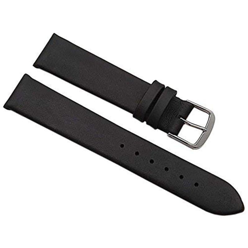 myledershop 18mm Cuir de veau bracelet de montre Made in Germany en noir avec boucle en argent MJ-Design-Germany incl instructio