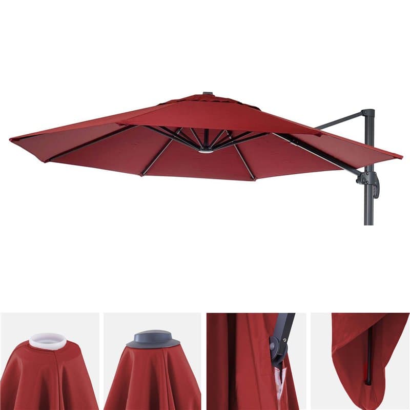 Mendler Toile de Parasol HWC-A96, 8 Baleines Ø3m 220g/m² Polyester, Revêtement de Rechange HWC-A96 - Bordeaux