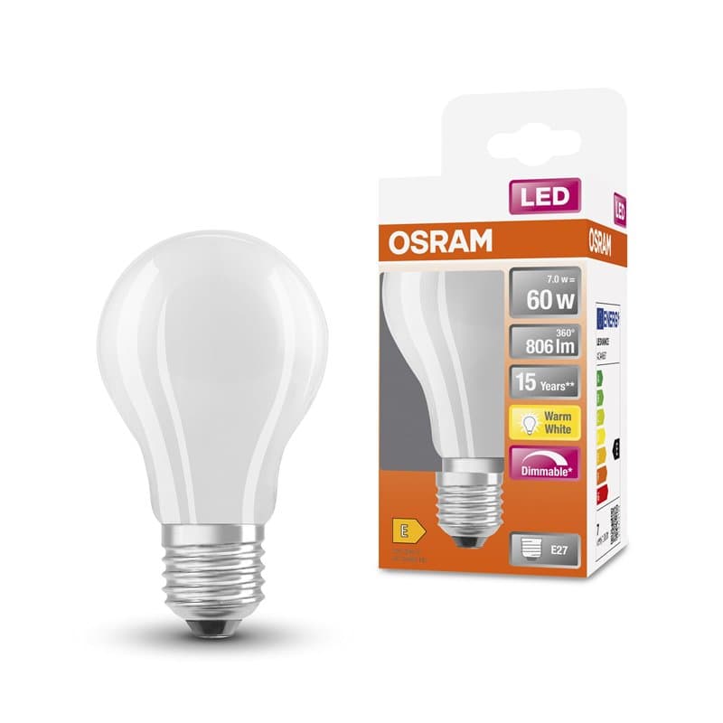 OSRAM LED Superstar Classic A60 Dimmable LED lampe pour la base E27, Forme de poire, GL FR, 806 lumens, blanc chaud (2700k), rem
