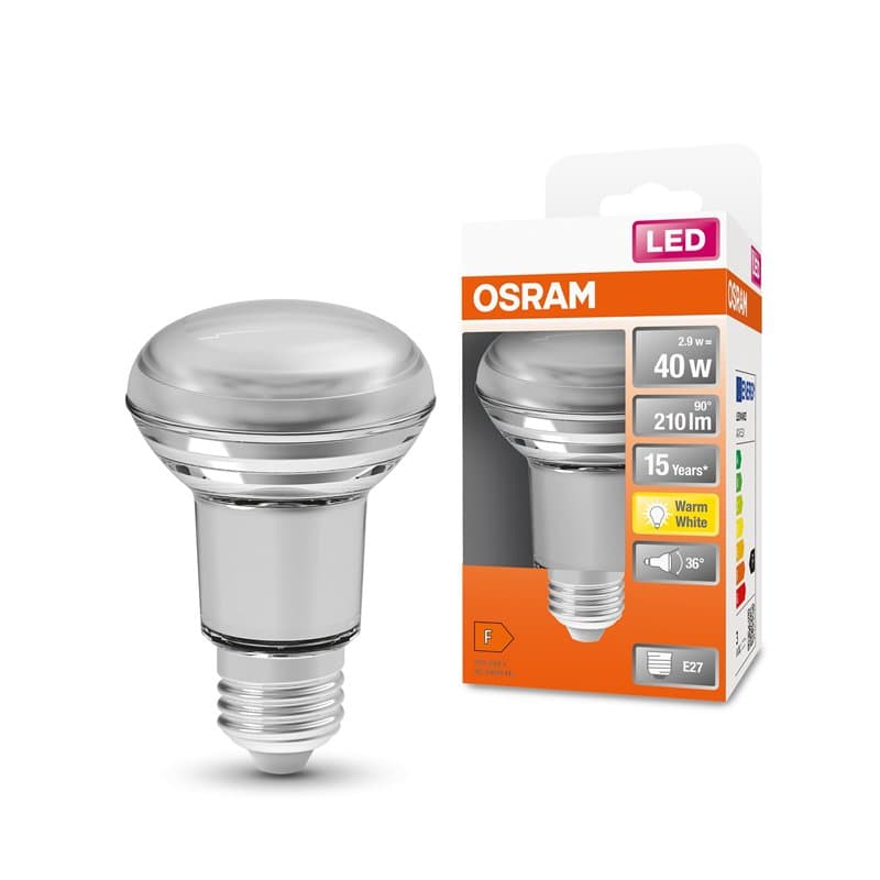 OSRAM LED Star R63 Lampe LED pour la base E27, lampe de réflecteur, conception en verre, 210 lumens, blanc chaud (2700k), rempla
