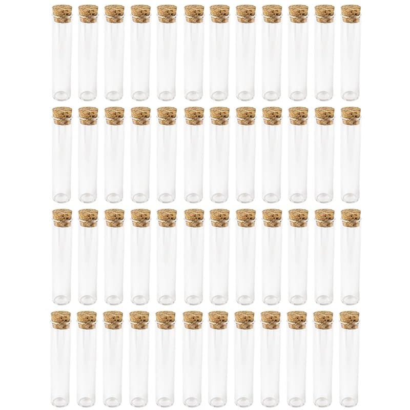 ideen mit herz Lot de 48 tubes à essai avec bouchon en liège | Verre de haute qualité | Hauteur 10 cm (sans bouchon) | Extérieur