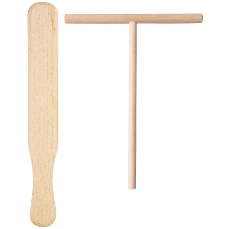 Teemando® Crêpes Lot de 2 pièces pour crêpes et distributeur en bois de hêtre 30 cm pour crêpes, crêpes, jambon palais