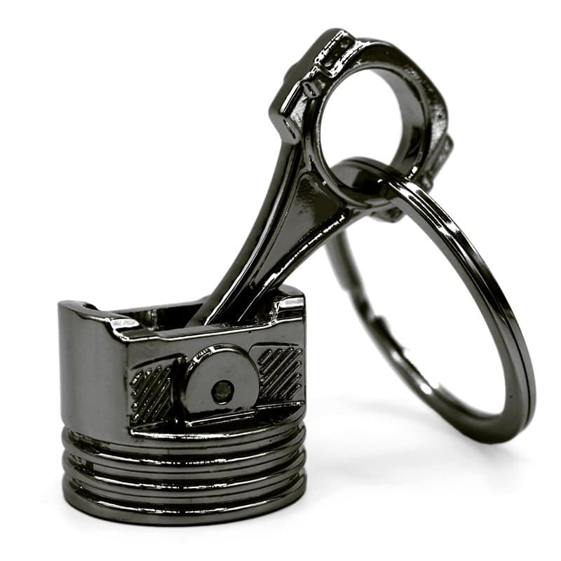 VmG-Store Porte-clés en forme de piston de moteur, taille XL, chromé, tuning, noir chromé, Länge: 55mm (ohne Ring) Durchmesser: