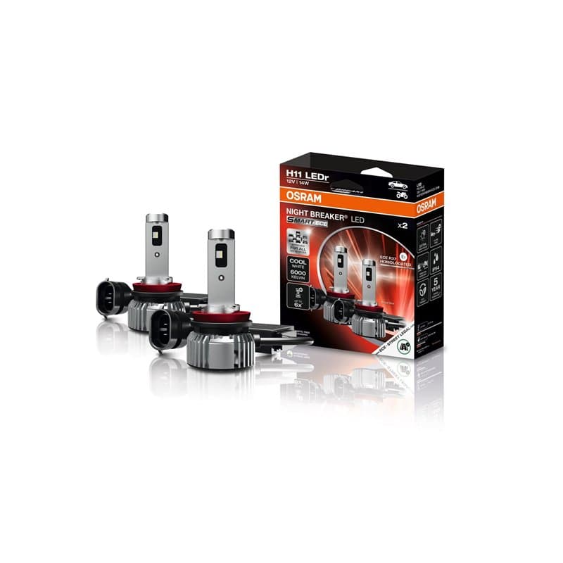 OSRAM NIGHT BREAKER LED SMART ECE H11, lampe LED de remplacement homologuée ECE R37, feux de route/croisement/antibrouillard, sa