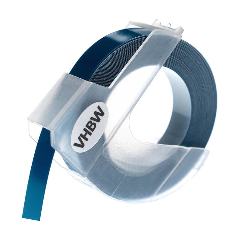 vhbw 1x Ruban de marquage 3D compatible avec Dymo 1610, 1575, 1595GY, 1745, 1755 imprimante d'étiquettes 3m x 9mm Blanc sur Bleu