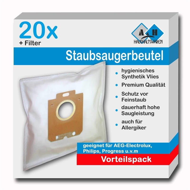 Disba Lot de 20 sacs d'aspirateur compatible avec AEG PowerForce APF6130