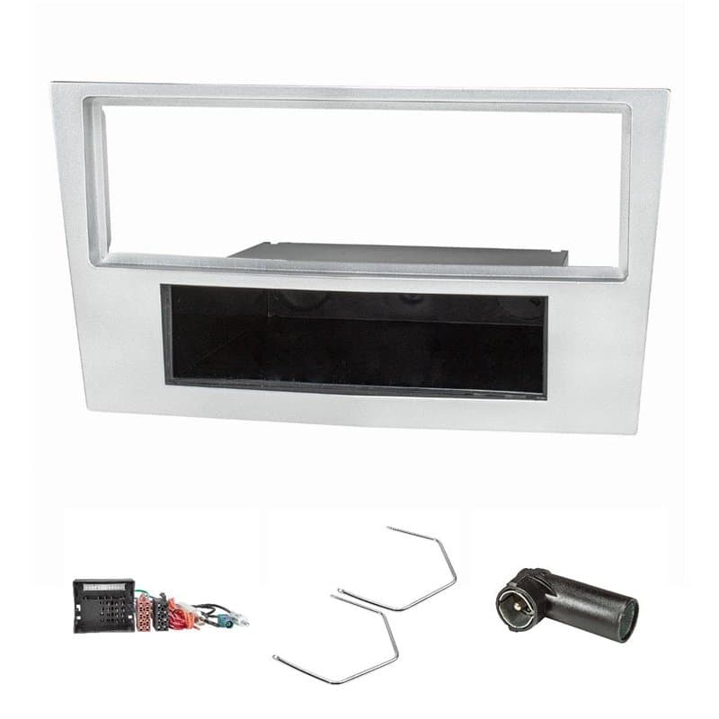 tomzz Audio 2439-091 Cadre de radio compatible avec Opel Corsa D Astra H Zafira B chromé mat avec adaptateur quadlock ISO Fakra