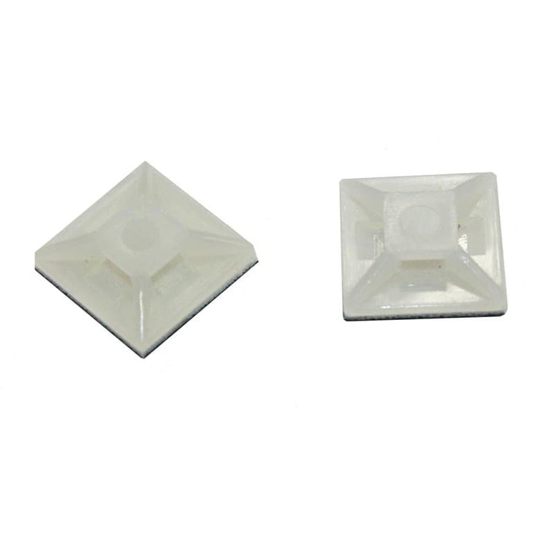 100x Bases auto-adhesives 12,5x12,5mm pour attaches de cable ; Nature/Blanc