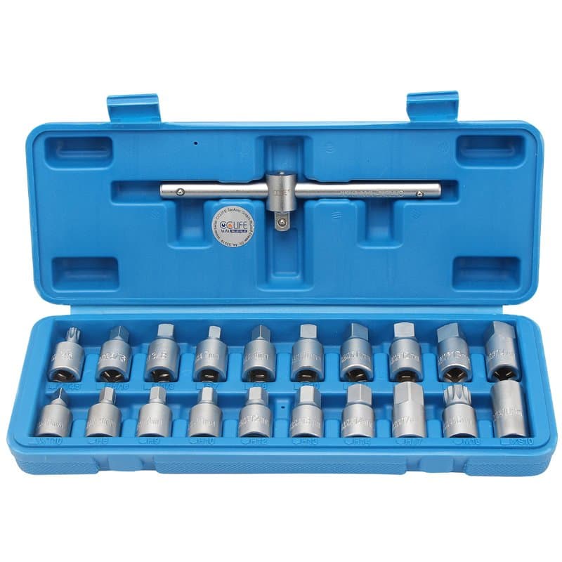 CCLIFE 21 pièces Kit bouchon de vidange 3/8' entraînement Douille de cle vidange avec Poignée coulissante