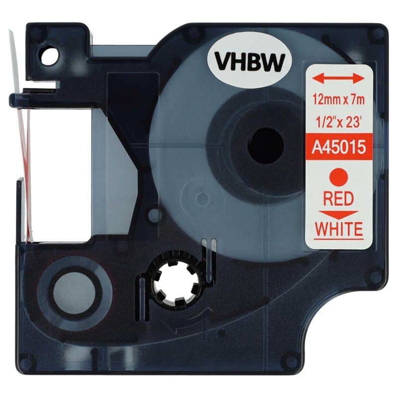 vhbw Ruban compatible avec Dymo Rhino 4200, 5000, 5200, 6000 imprimante d'étiquettes 12mm Rouge sur Blanc