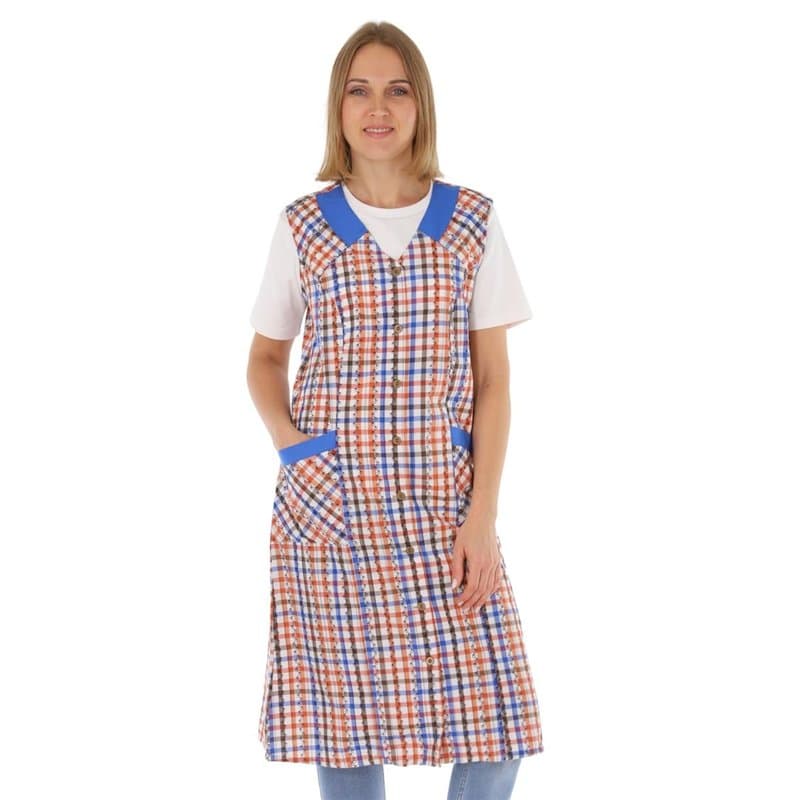 Schuerzenfabrik Blouse boutonnée pour femme - En tissu mélangé - À carreaux - Sans manches - Tablier de cuisine, Design 13, 44