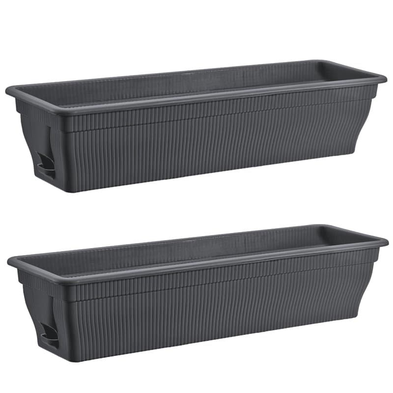 BURI Lot de 2 jardinières de 80 cm avec réservoir d'eau anthracite 18 l – Jardinière résistante aux intempéries avec insert pour