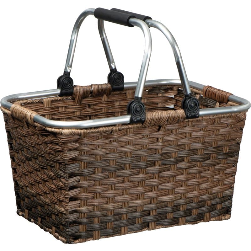 Panier à provisions en rotin - Coloration individuelle - Avec poignée pliante en aluminium rembourré de qualité supérieure - Gra