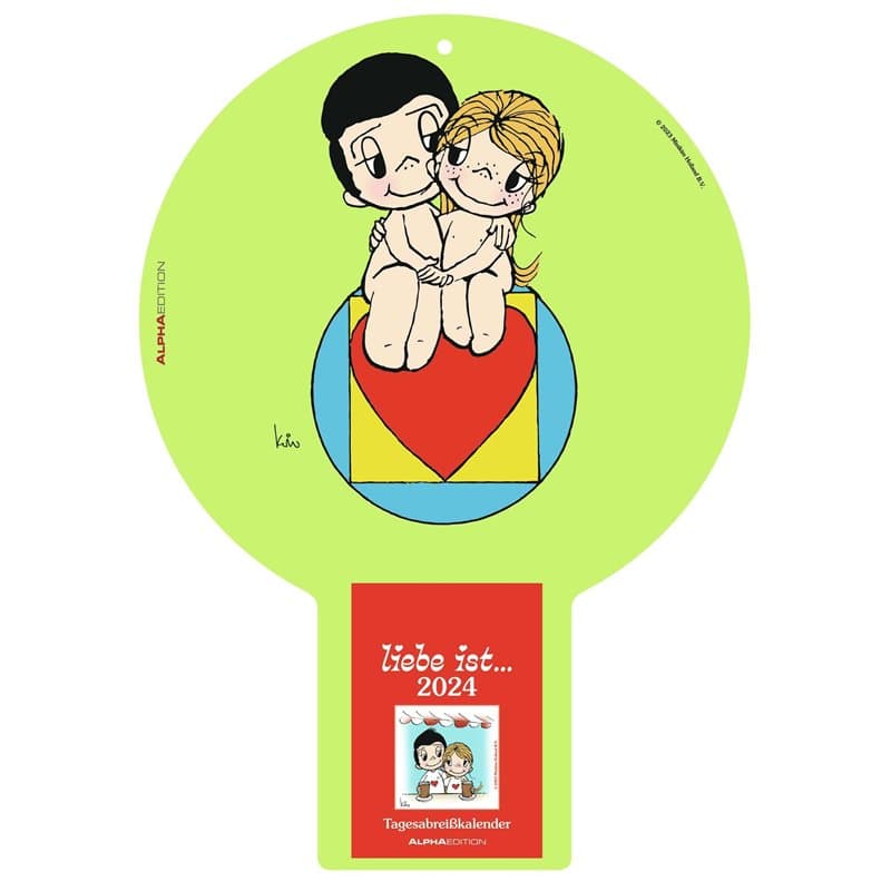 liebe ist... Calendrier 2024 à arracher journalier – Panneau arrière 22,5 x 31,5 cm – Bloc 8,1 x 10,6 cm