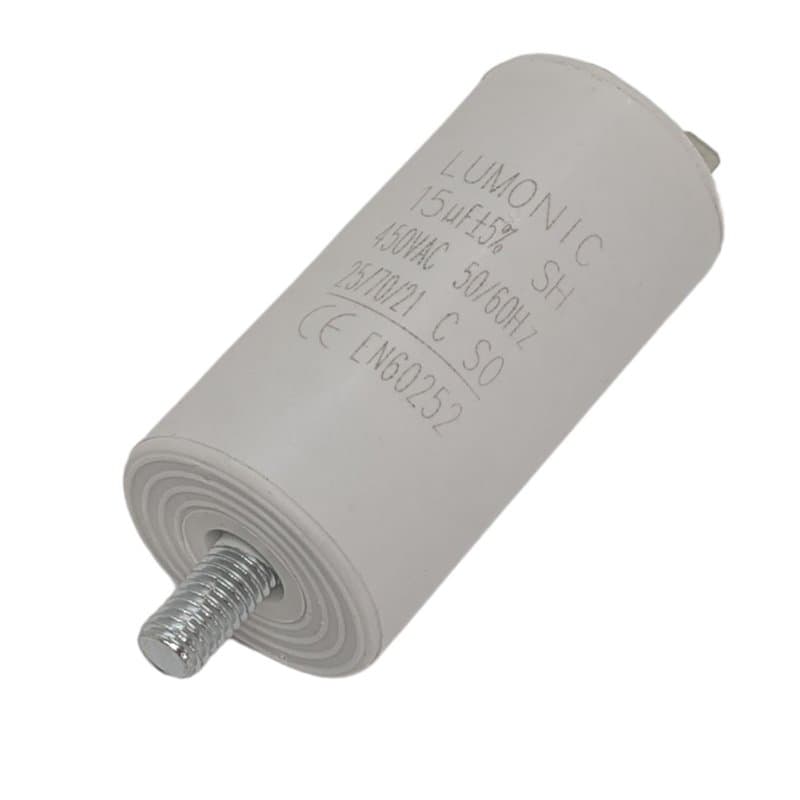 Lumonic Condensateur de démarrage avec Prise De Courant 6,3x0,8mm I 15µF 450V I 34x70mm I 15uF I Condensateur de moteur avec boî