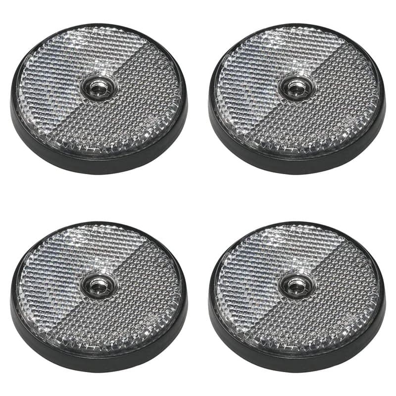 Multibros Lot de 4 réflecteurs ronds blancs - Certifié E4 - Diamètre 60 mm - Pour voiture, remorque, vélo, moto et plus encore -