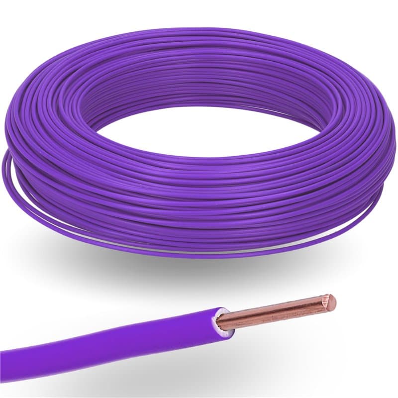 Kalitec H07V-U 1 x 1,5 mm² Violet I Fil simple en PVC ignifuge 1,5 mm² Toron rigide en cuivre I 450/750 V I Câble de câblage mon