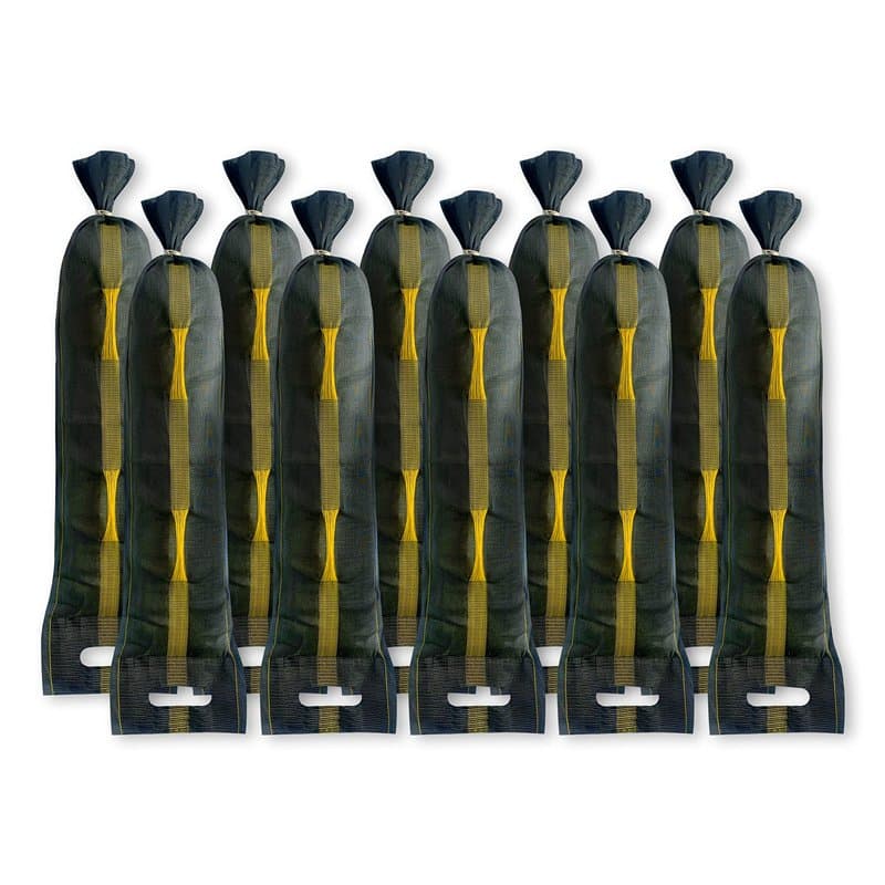 Folienkönig® 10 sacs de sable 25x100cm pour protection inondations, cordon de serrage, poignée, sac de silo, tissu monofil résis