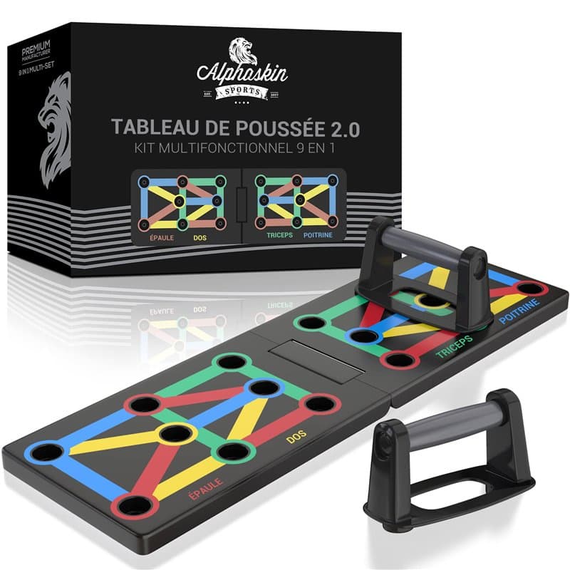 Ensemble de planches push-up ALPHASKIN® Premium I poignées push-up entraînement à domicile I planche push-up 9 en 1 I salle de g