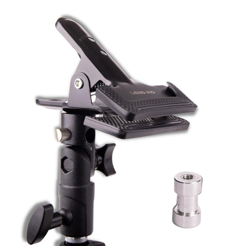 Lens-Aid Pince réflecteur pour studio photo : support de trépied en métal pour réflecteurs de lumière et arrière-plans photo ave