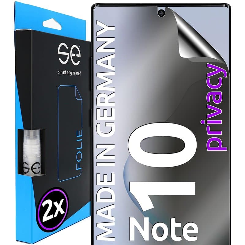 2x se® Film de Protection 3D Privacy pour Samsung Galaxy Note 10, Auto-réparateur, Compatible Empreinte & FaceID, Installation S